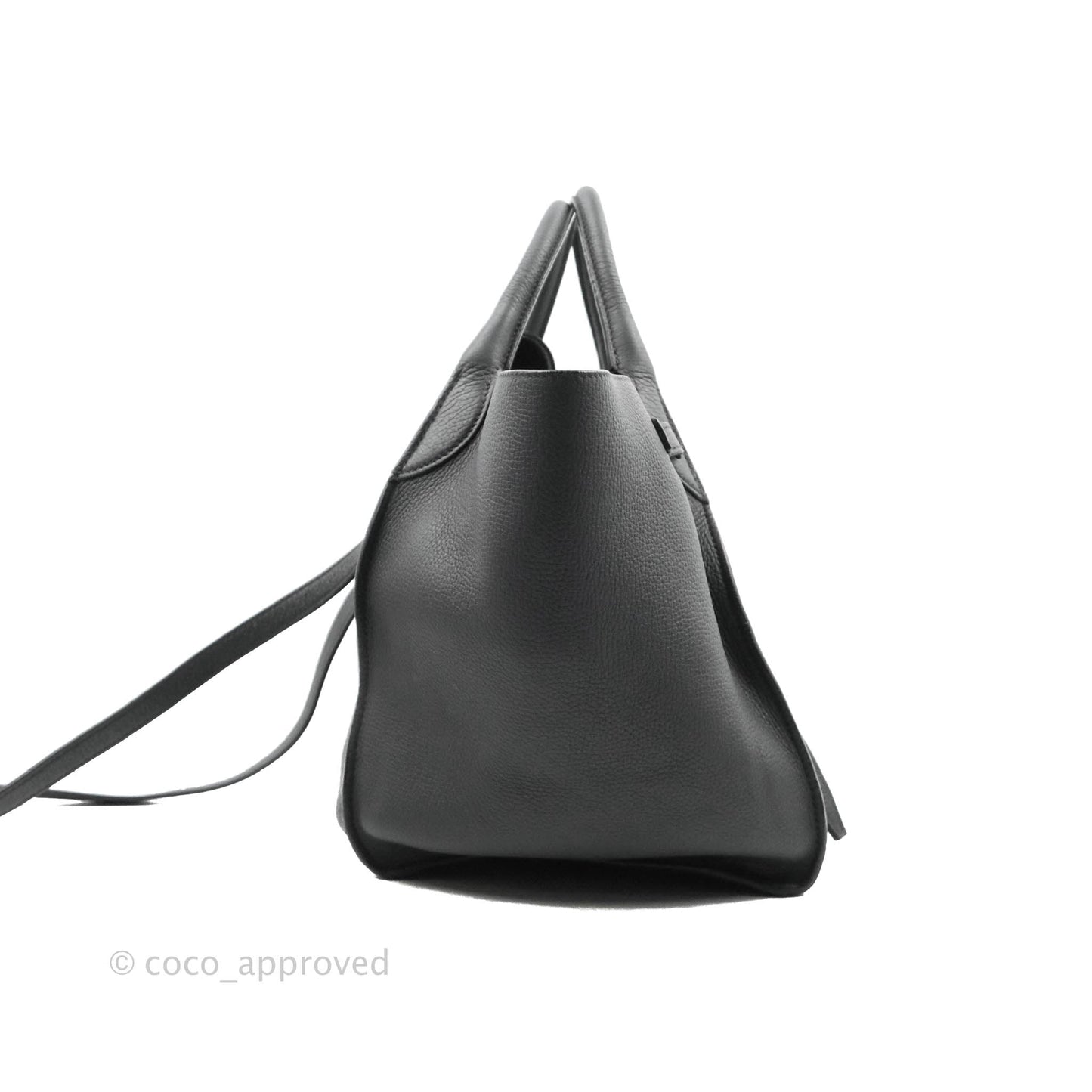 Celine Small Big Bag Black Supple Grained Leather Silver Hardware Dark Grey