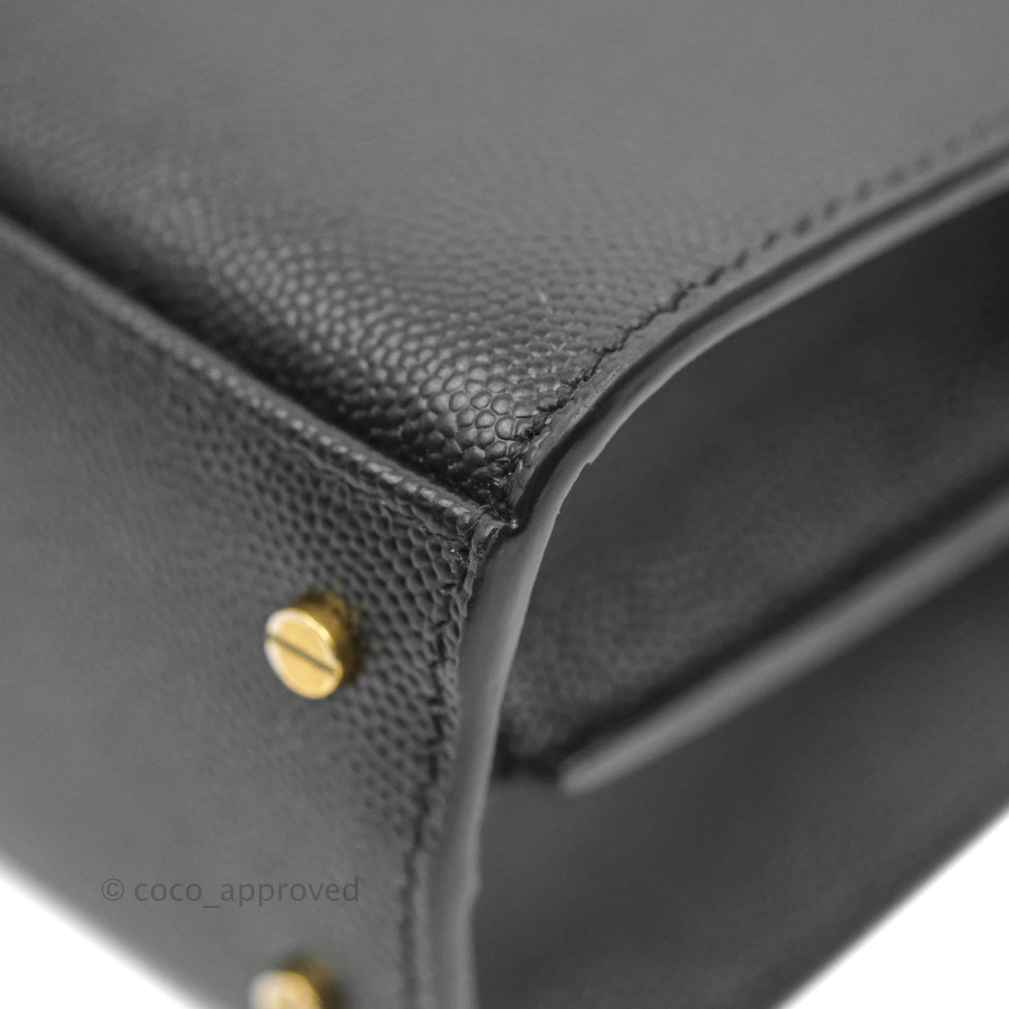 Saint Lauren Cassandra Mini Top Handle Bag Black Grained Calfskin