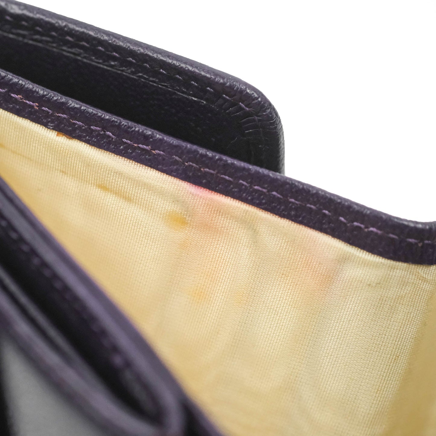 Chanel Vintage CC Tri-fold Short Wallet Purple Gold Hardware