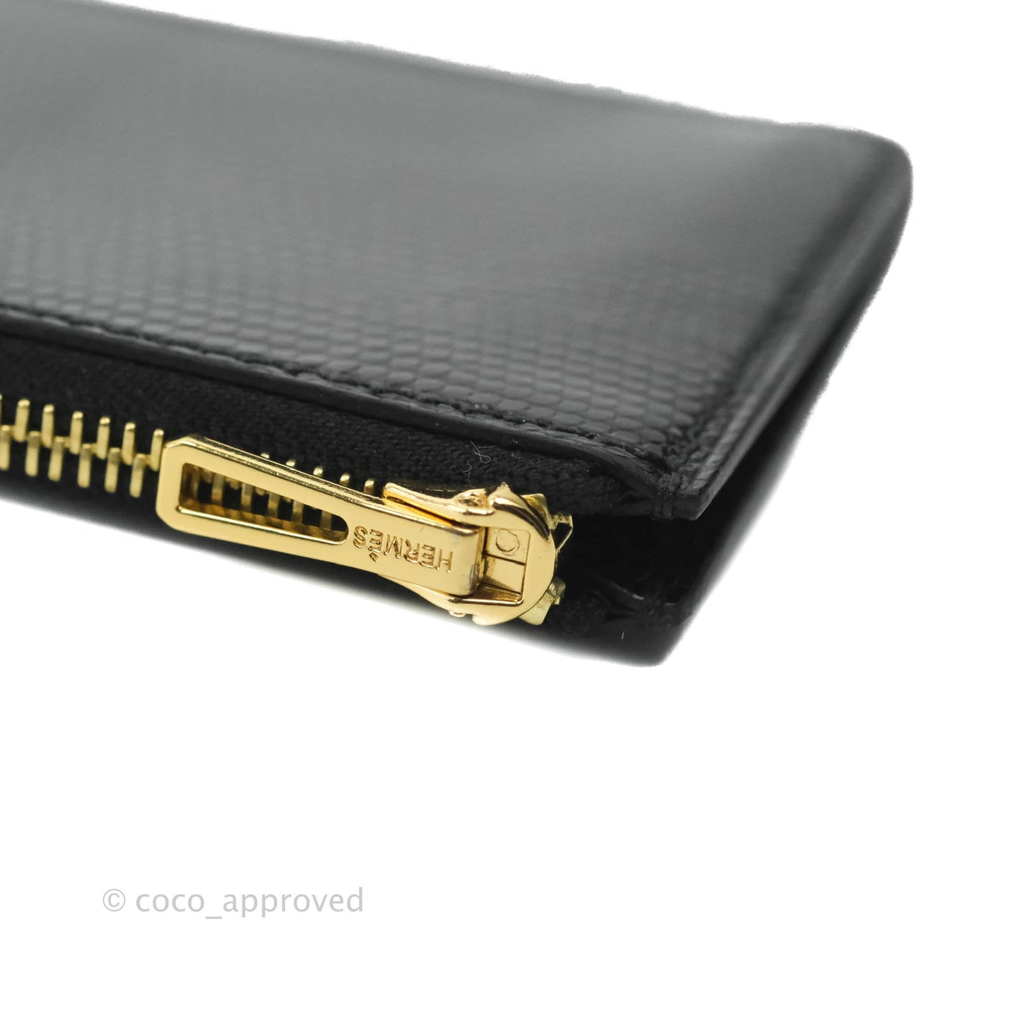 Hermès Constance Slim Wallet Black Lizard Leather Rose Gold Hardware