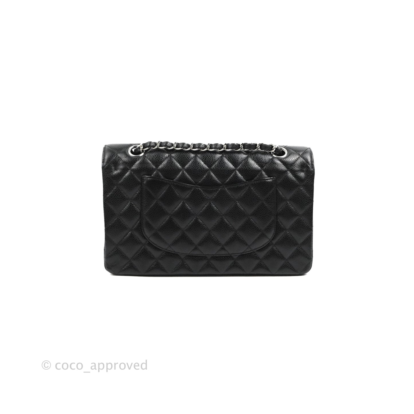 Chanel Classic M/L Medium Flap Quilted Black Caviar Silver Hardware