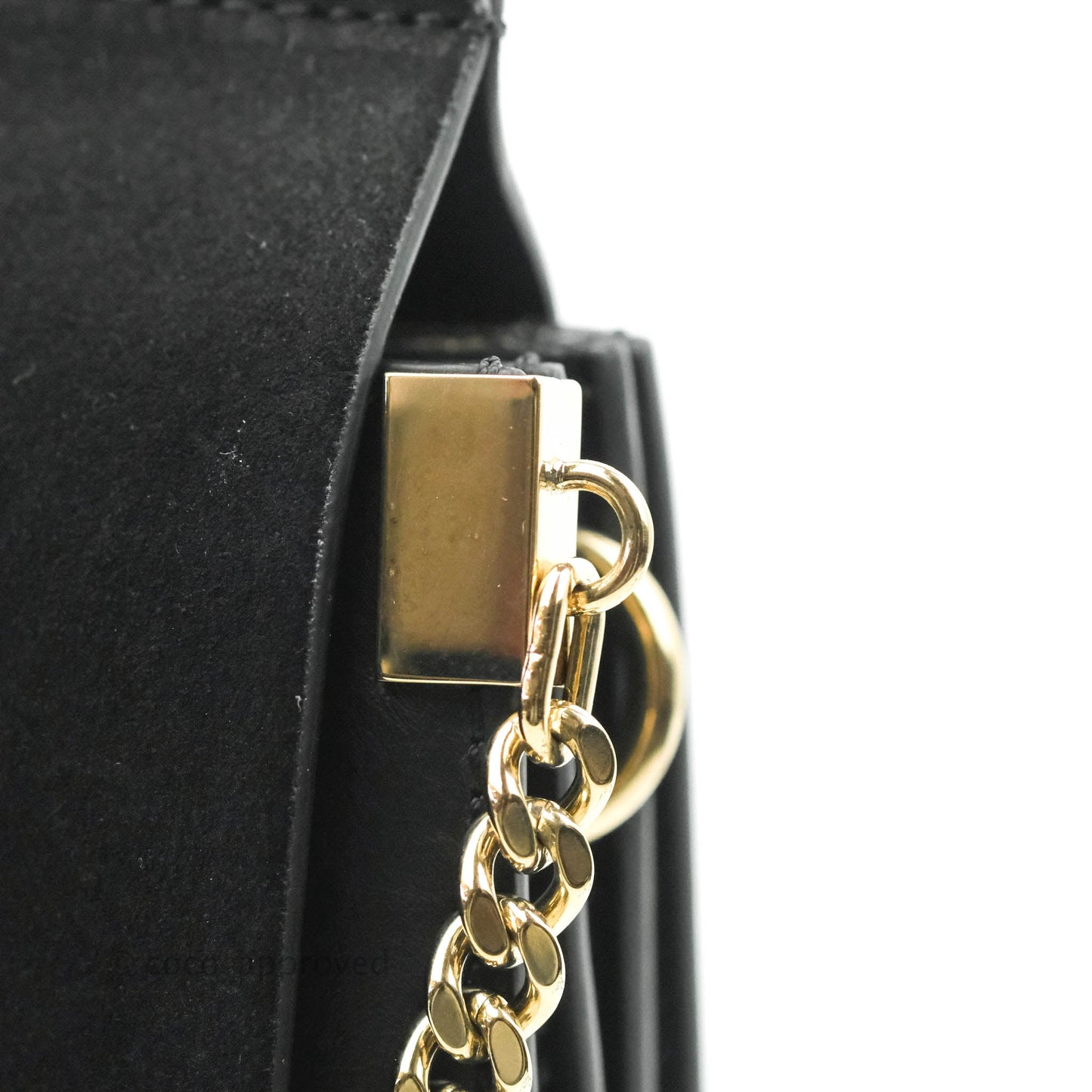 Chloe Medium Faye Shoulder Bag Black Suede Calfskin Leather