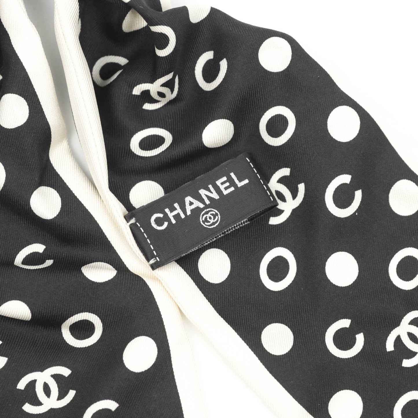 Chanel Coco Bow Silk Hair Accessory Black & Ivory