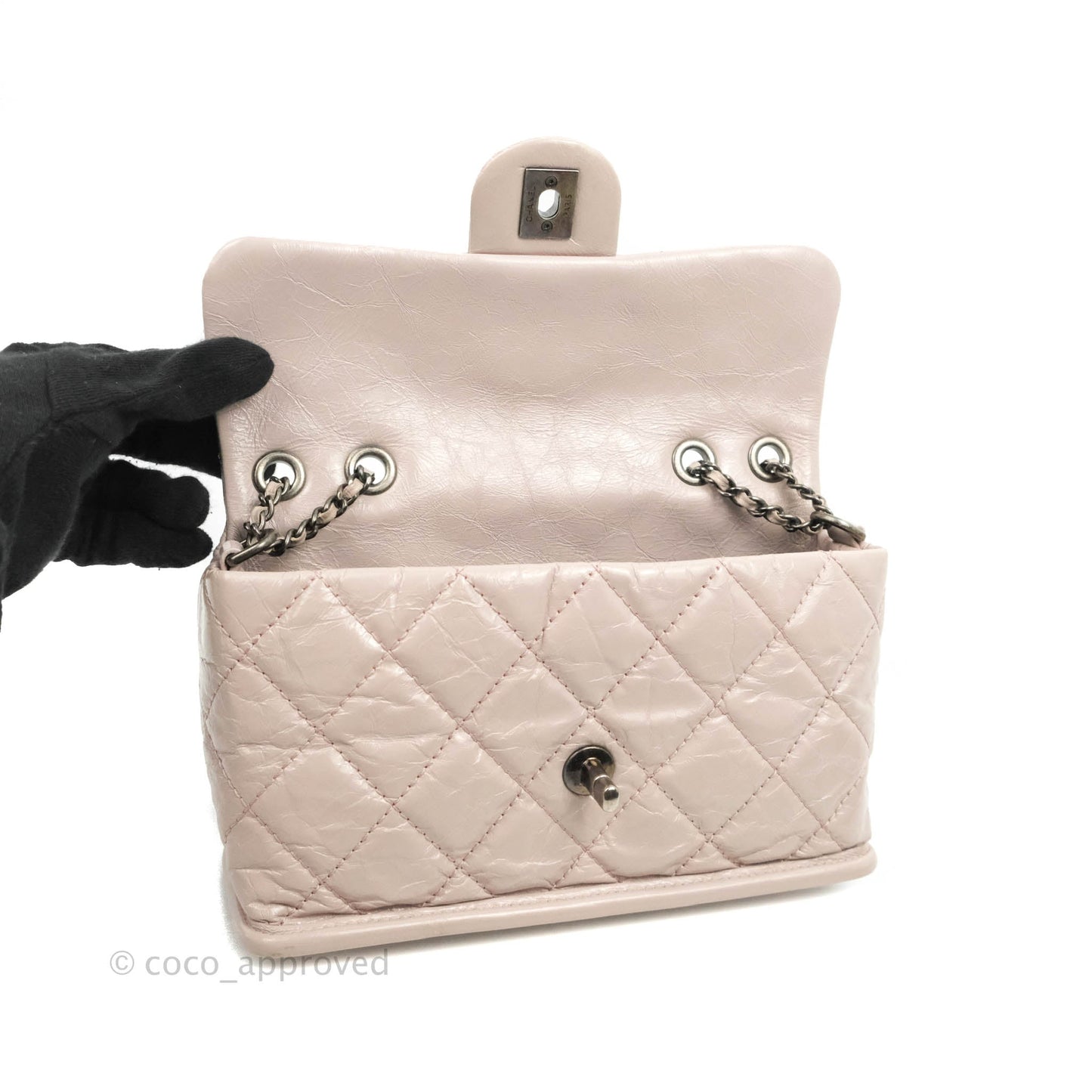 Chanel Mini Flap Nude Pink Crumpled Glazed Calfskin Ruthenium Hardware