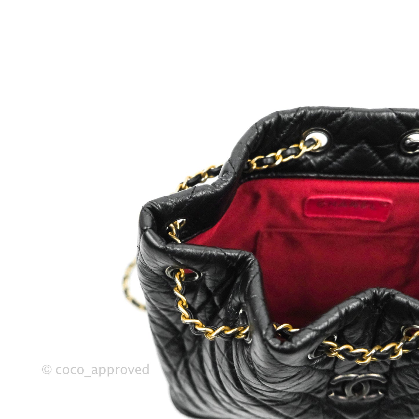 Chanel Chevron Small Gabrielle Backpack Black Aged Calfskin