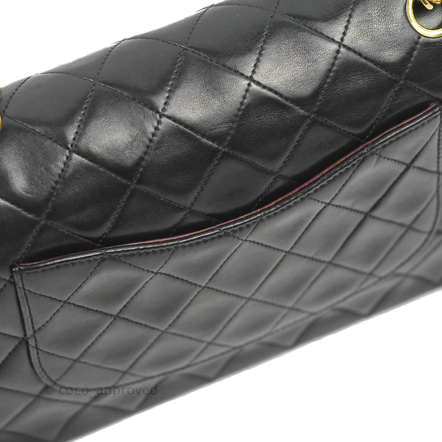 Chanel Classic Vintage Medium Flap Black Lambskin 24K Gold Hardware