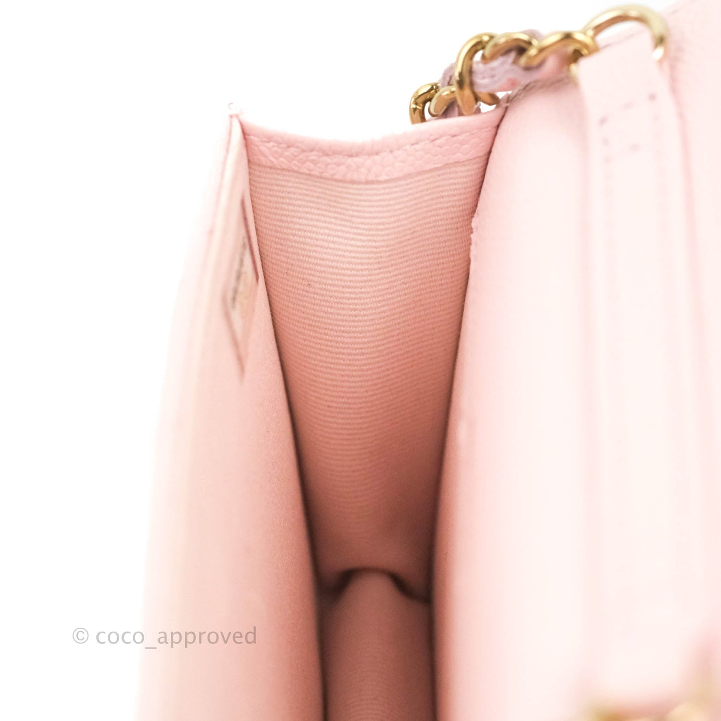 Chanel Mini Wallet With Chain Light Pink Caviar Gold Hardware