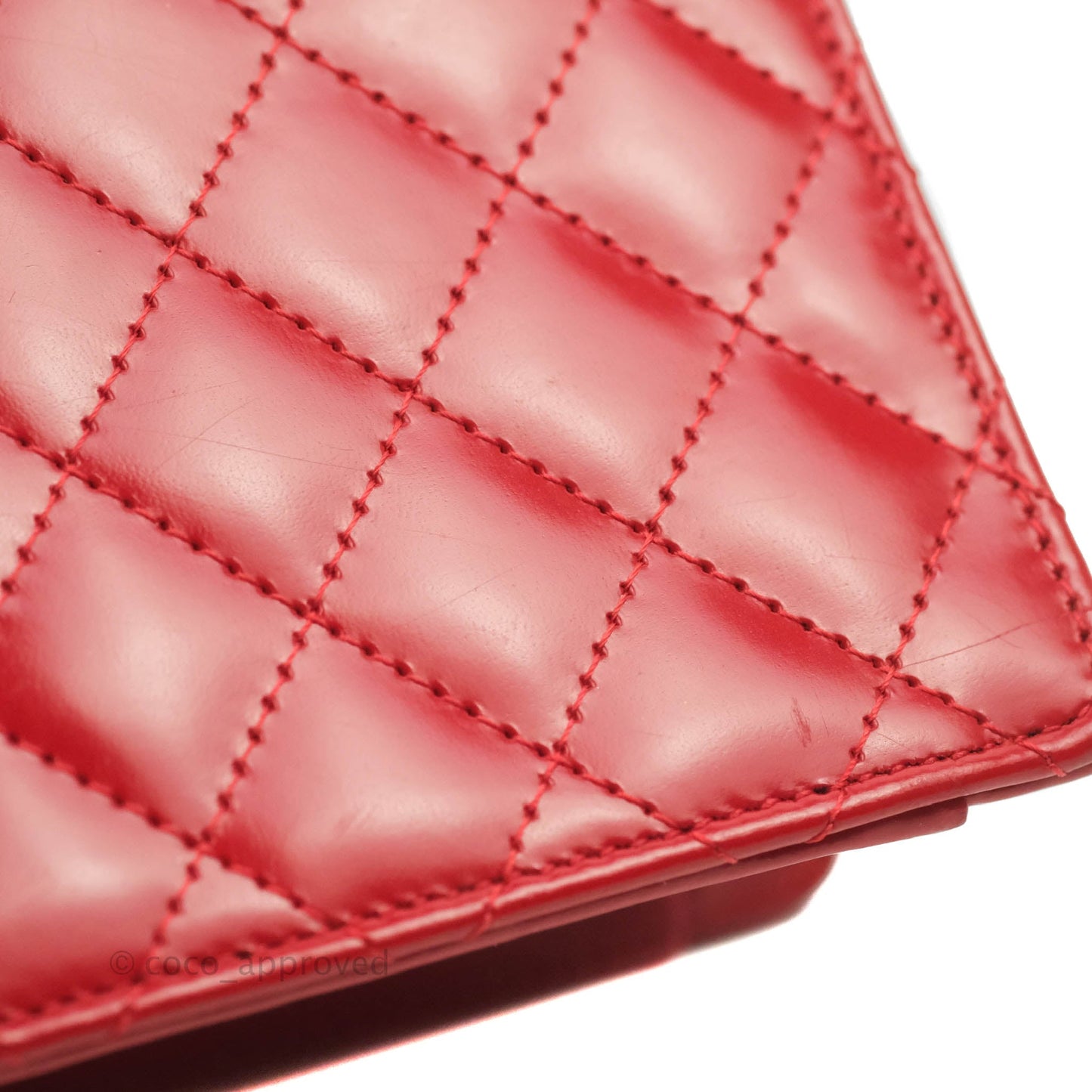 Chanel Flat Quilted Mini Flap Red Box Calfskin Gold Hardware