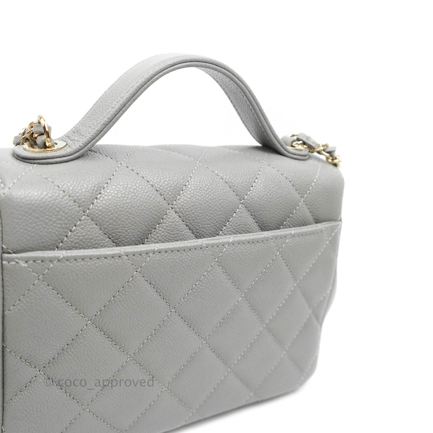 Chanel Quilted Small Business Affinity Flap Grey Caviar Gold Hardware