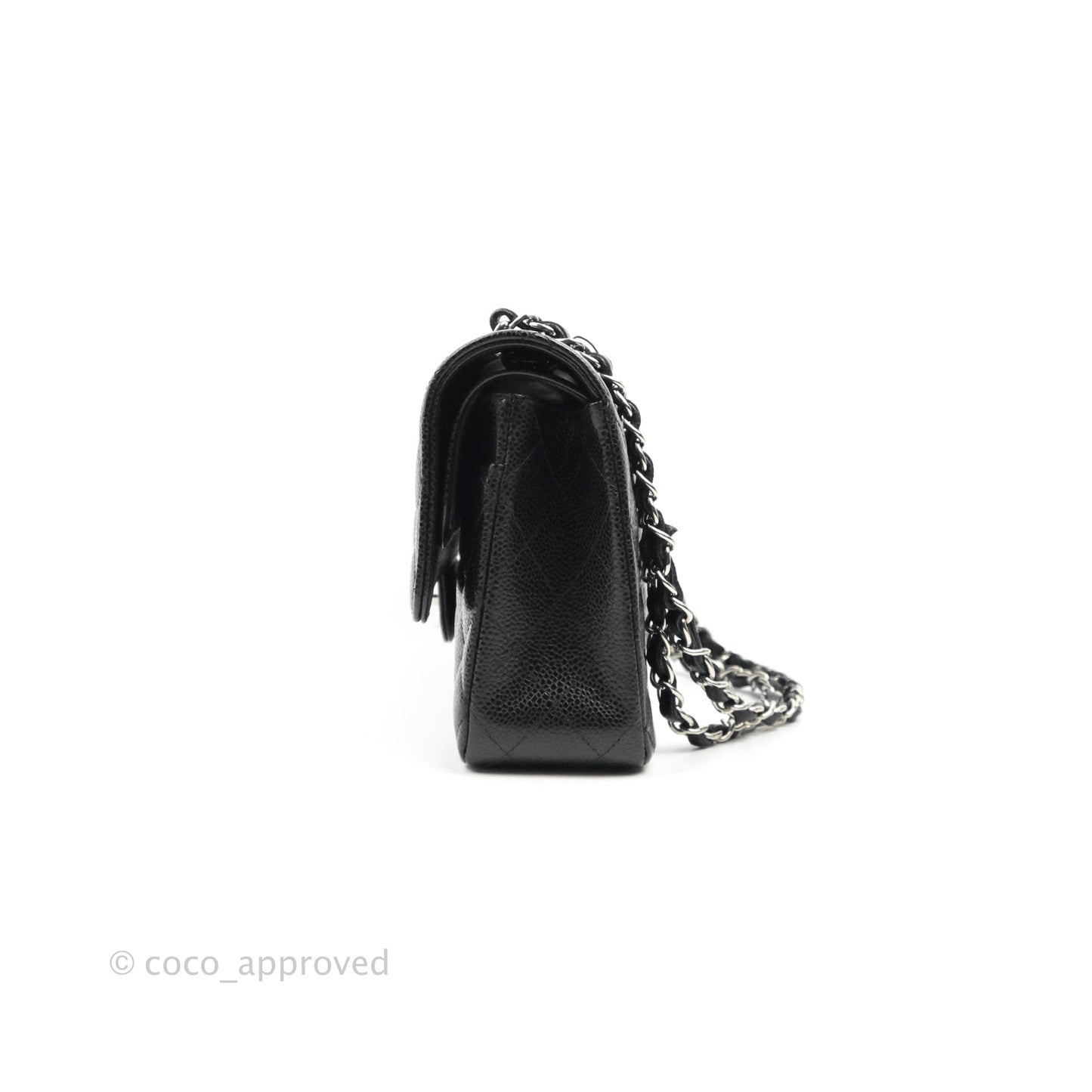 Chanel Classic M/L Medium Flap Quilted Black Caviar Silver Hardware