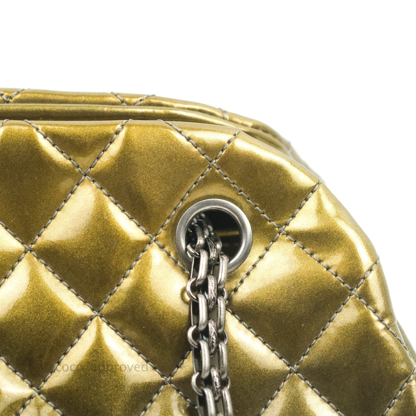 Chanel Small Mademoiselle Bowling Gradient Gold Patent Ruthenium Hardware