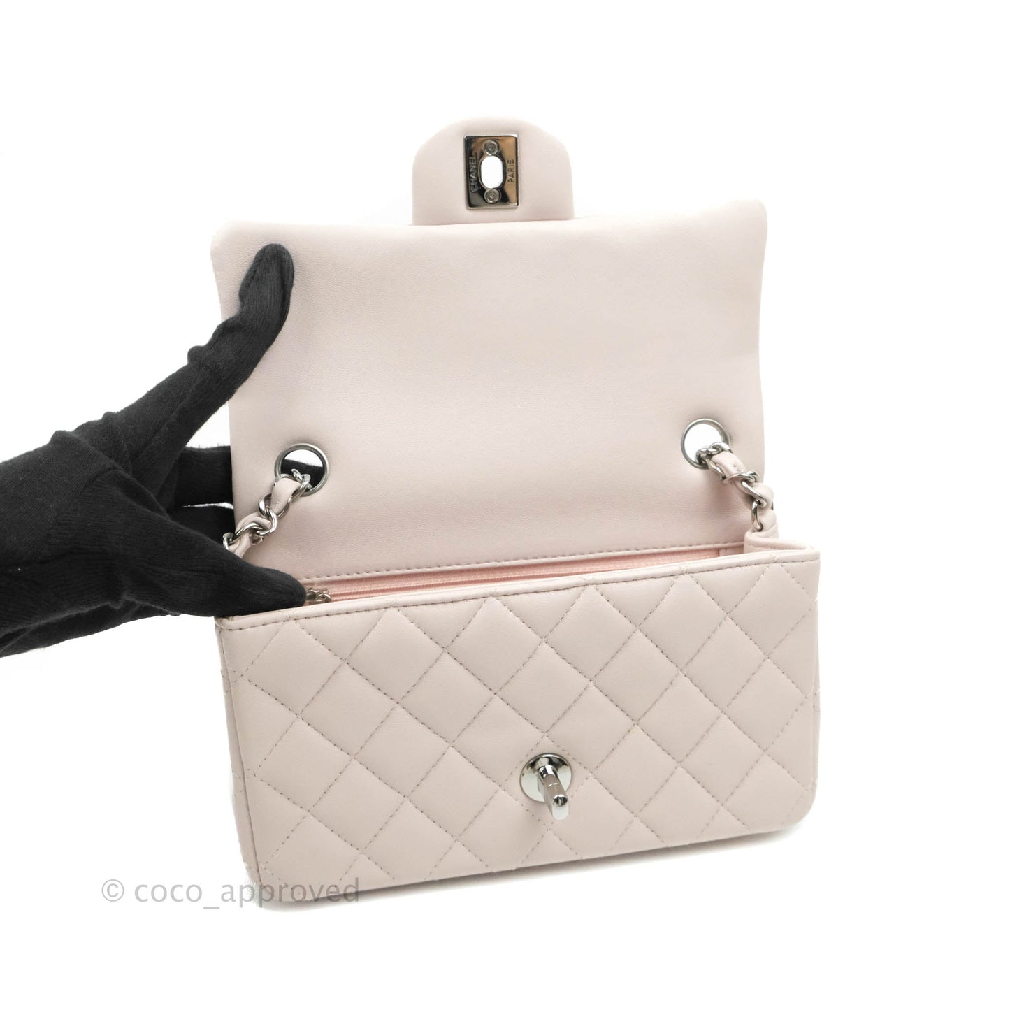 Chanel Quilted Mini Rectangular Light Lilac Lambskin Silver Hardware
