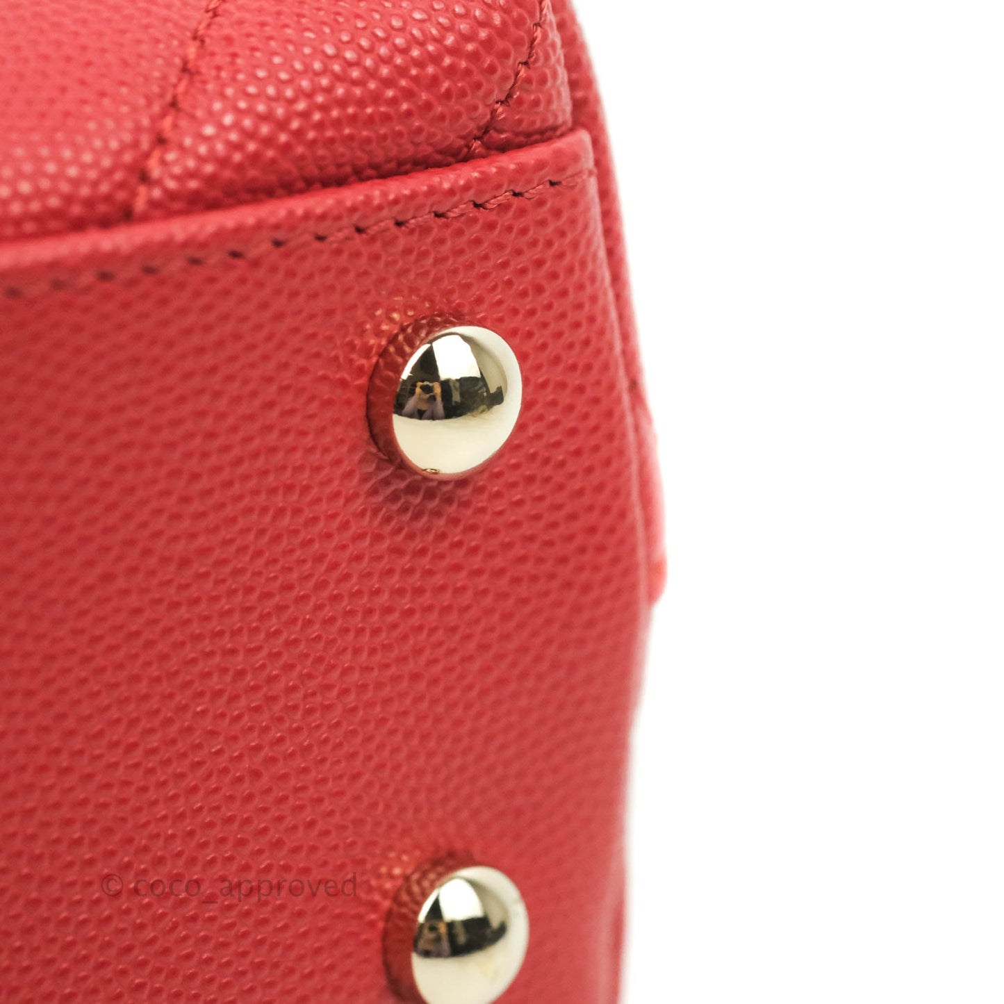 Chanel Small Coco Handle Chevron Red Caviar Gold Hardware 20P