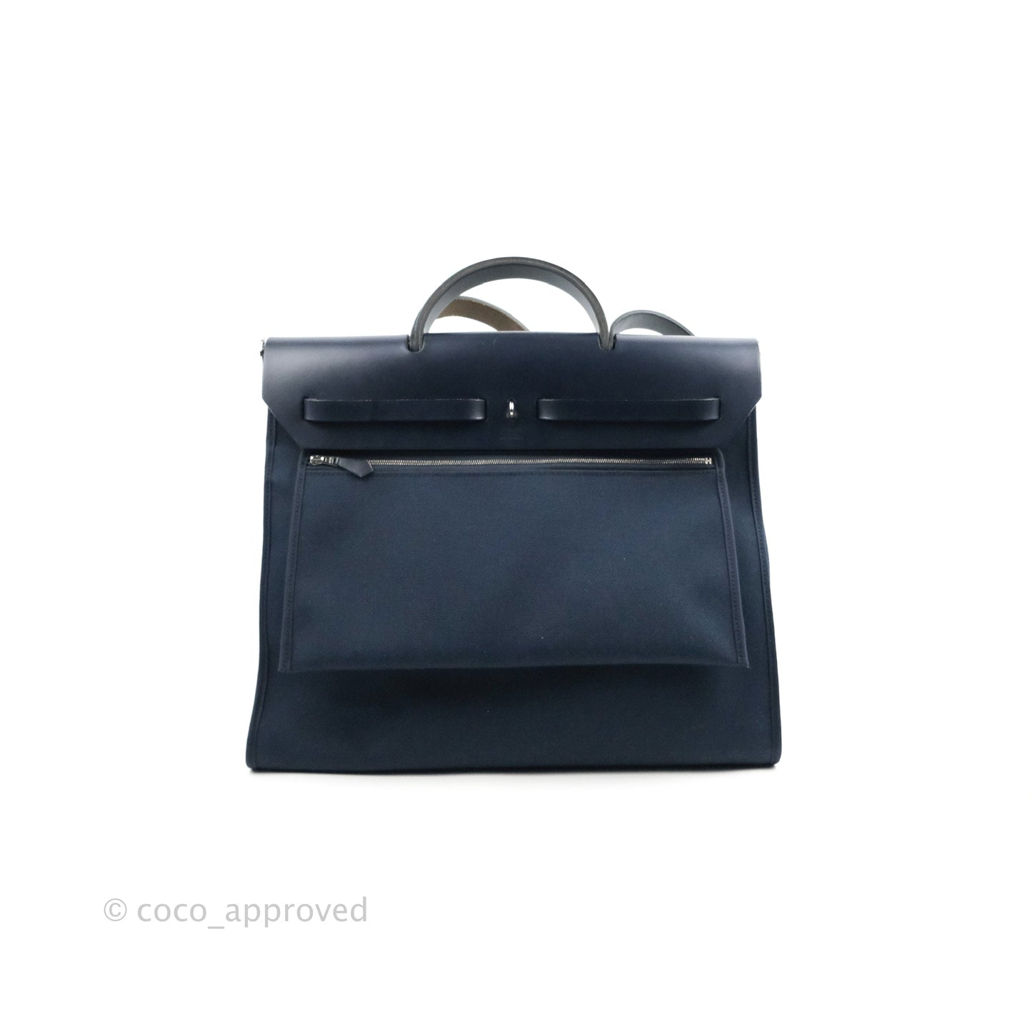 Hermès Herbag Zip 39 Navy Canvas Palladium Hardware