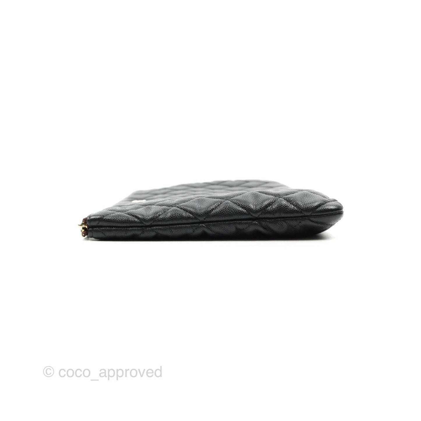 Chanel Medium Quilted O Case Black Caviar Gold Hardware