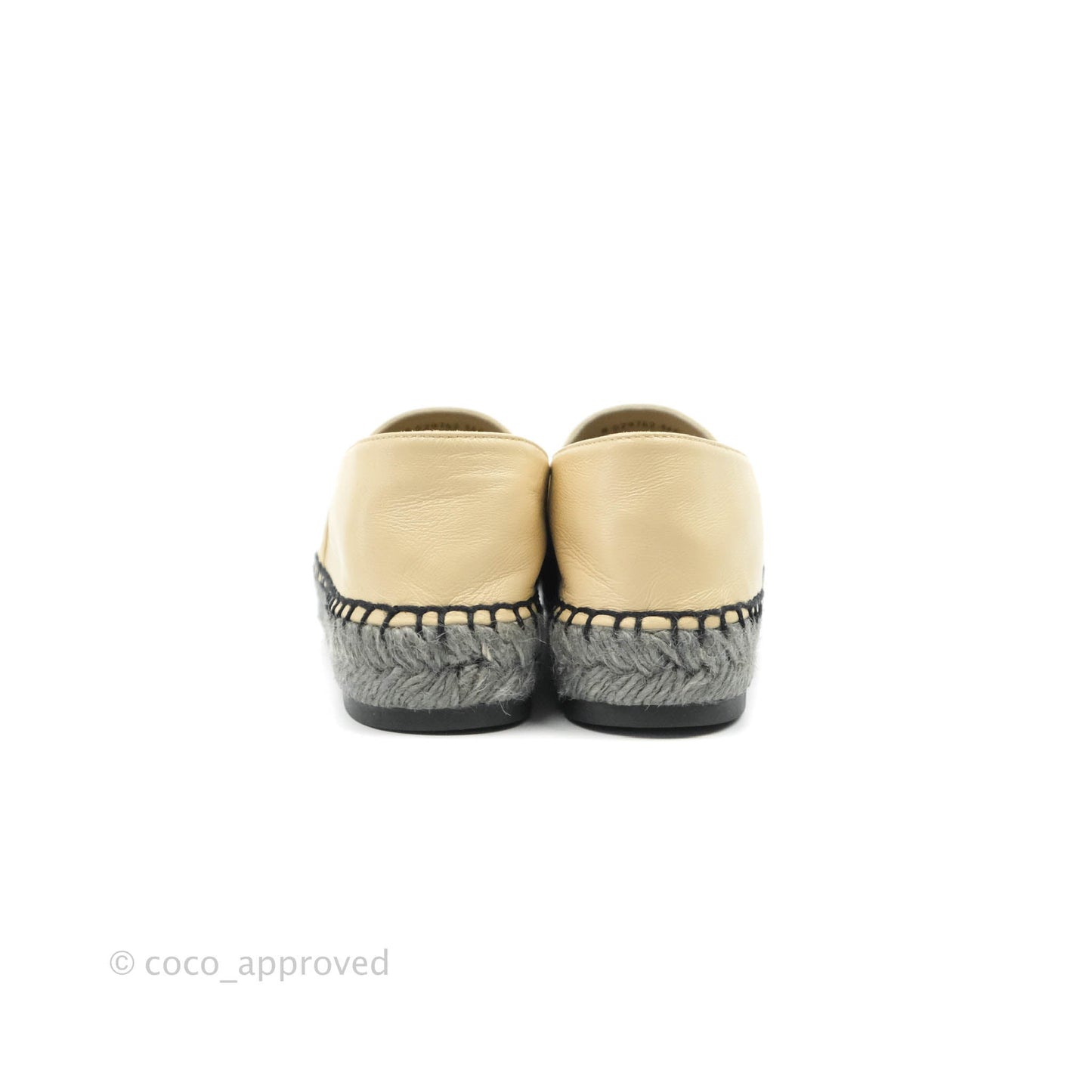 Chanel Espadrille Black Beige Leather Size 36C