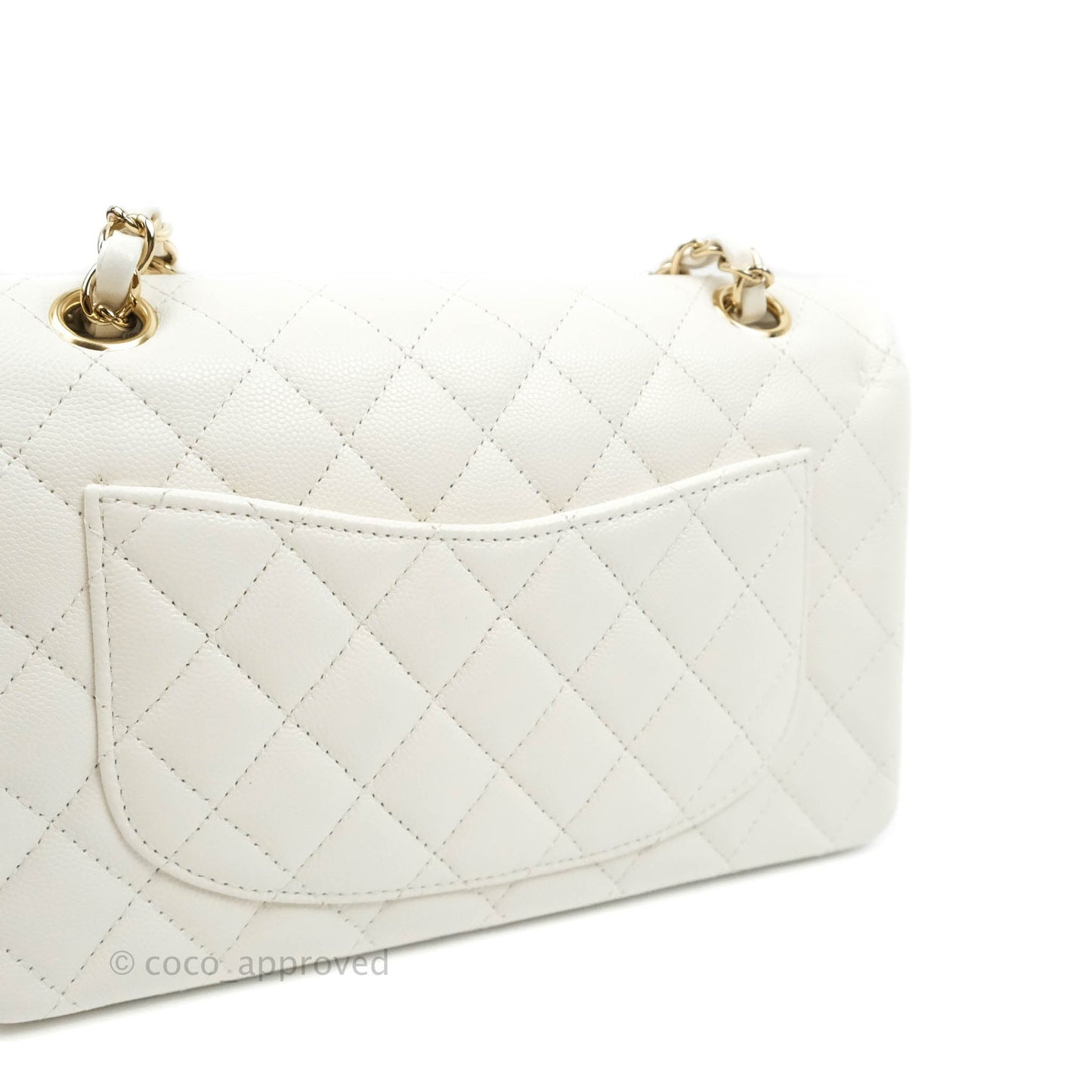 Chanel Classic Small S/M Flap White Caviar Gold Hardware 20S