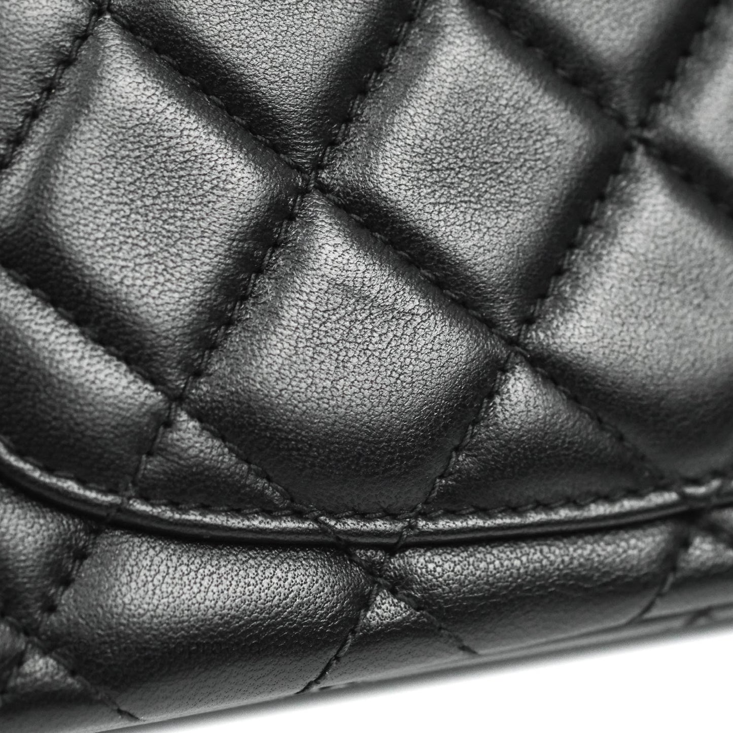 Chanel Quilted Mini Rectangular Flap Black Lambskin Silver Hardware