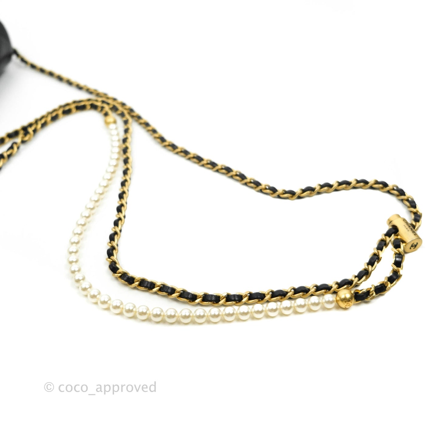 Chanel Quilted My Perfect Mini With Pearl Black Lambskin Gold Hardware