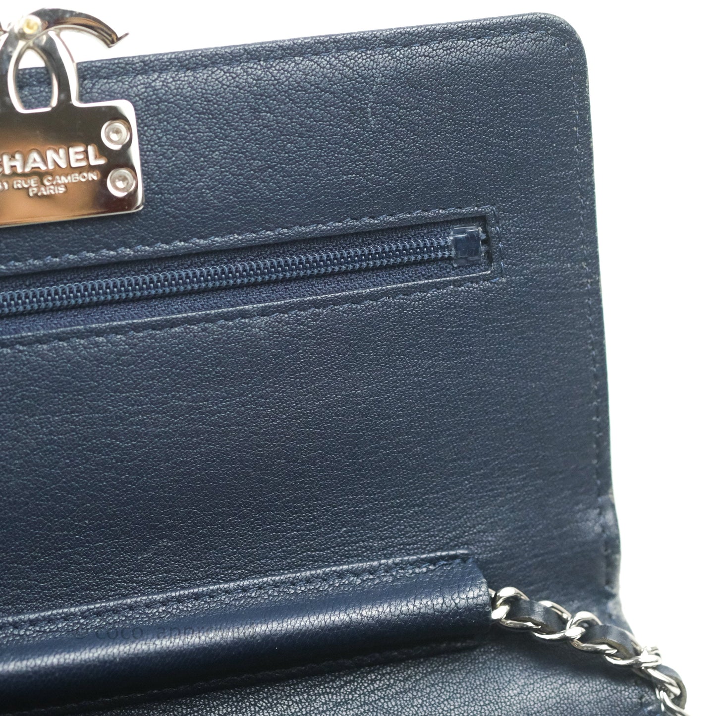 Chanel Urban Companion Wallet on Chain WOC Navy Calfskin Silver Hardware