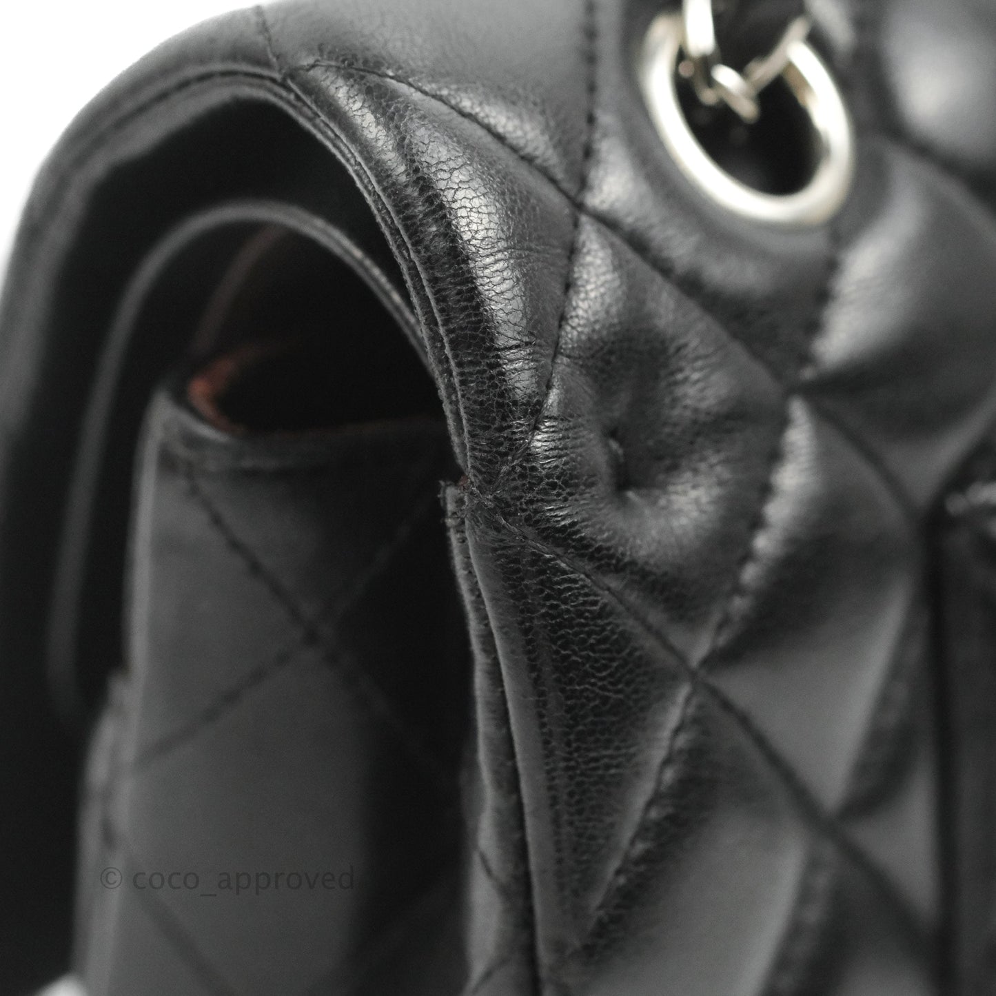 Chanel Classic M/L Medium Flap Quilted Black Lambskin Silver Hardware