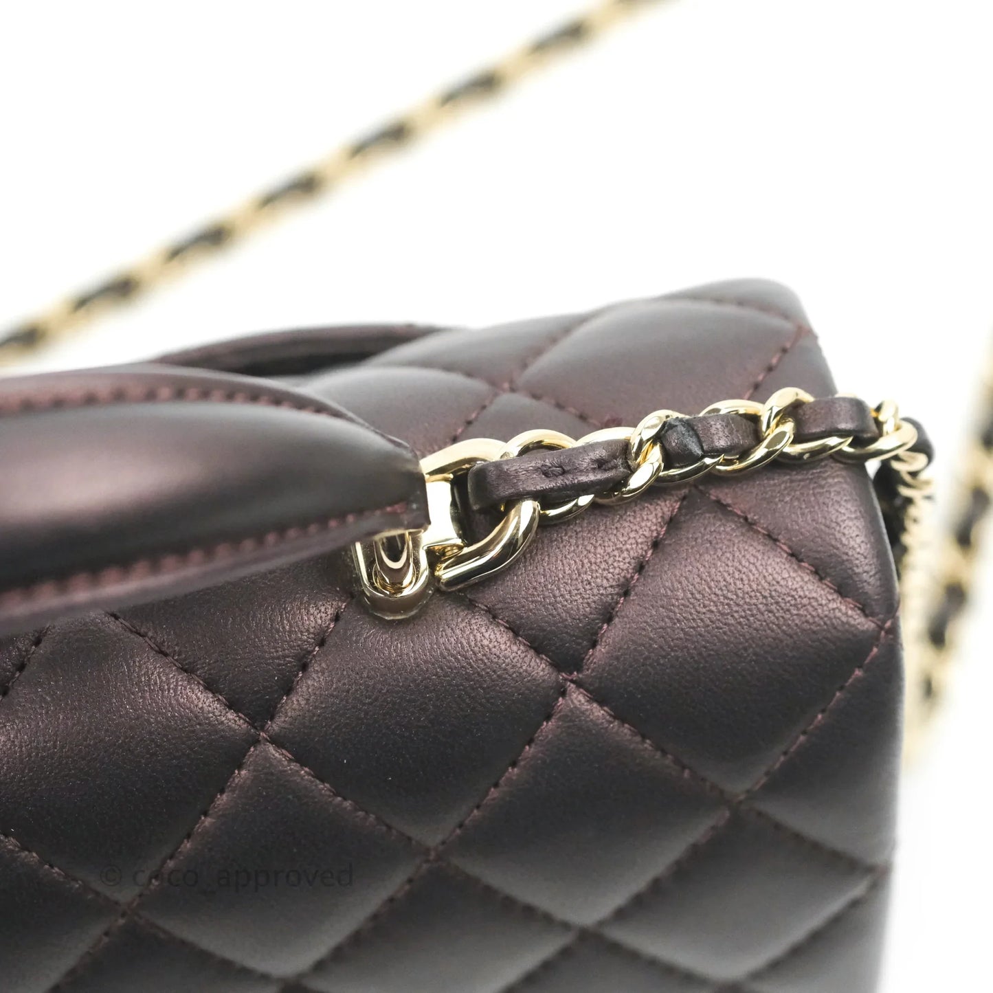 Chanel Top Handle Mini Rectangular Flap Bag Dark Purple Lambskin Gold Hardware