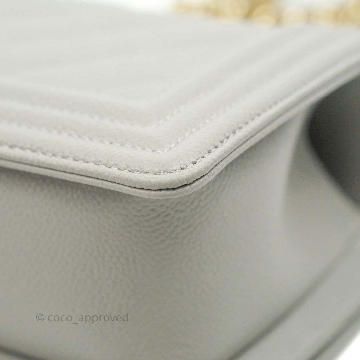 Chanel Small Boy Grey Caviar Gold Hardware