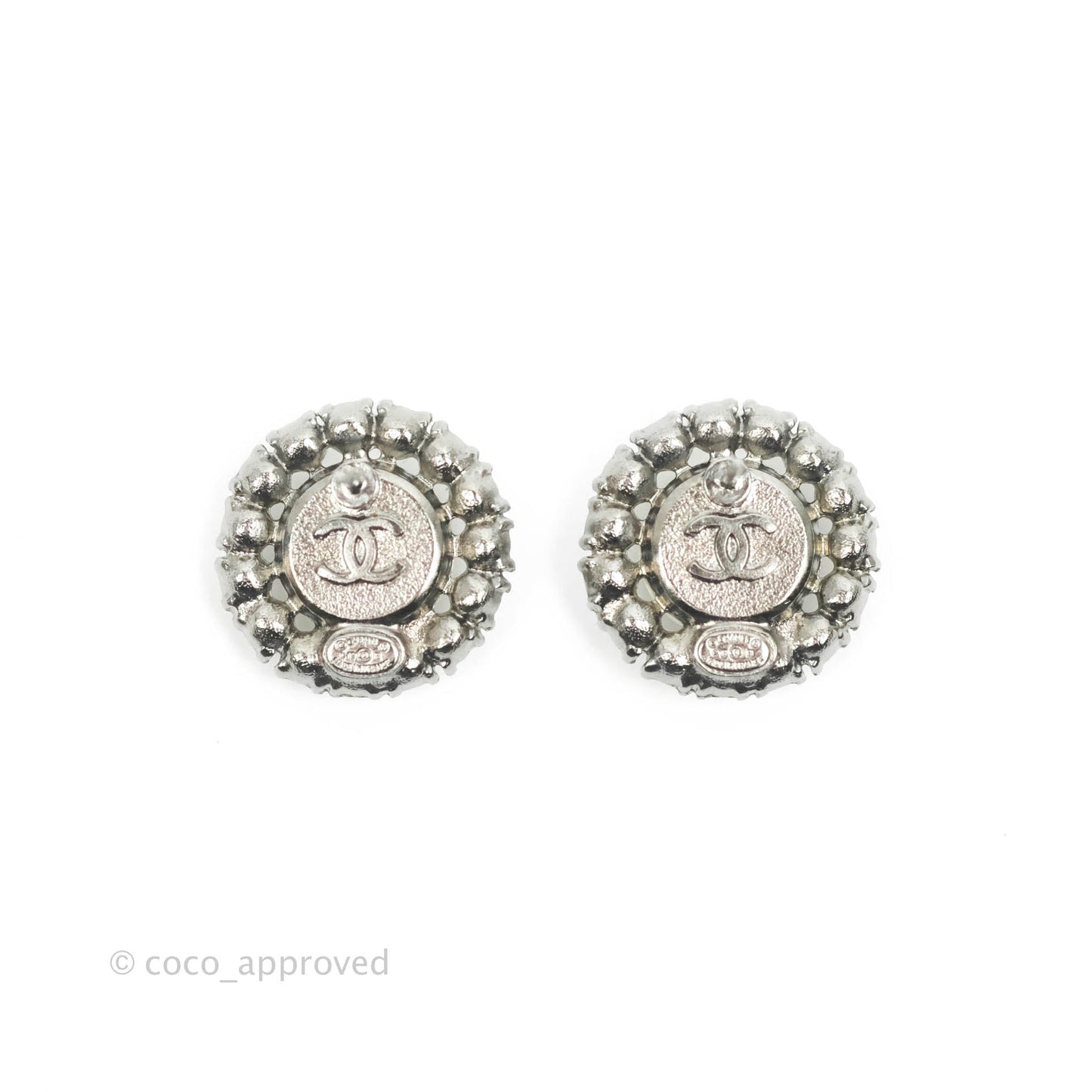 Chanel CC Crystal Round Earrings