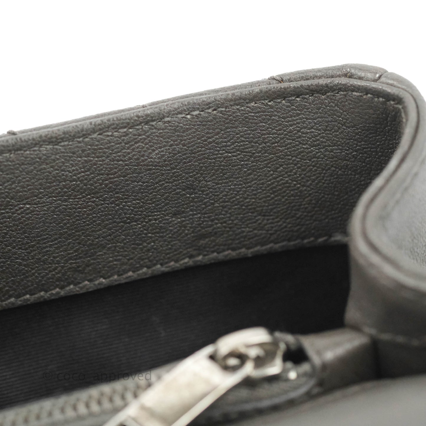 Saint Laurent Chevron Medium College Grey Chain Bag Ruthenium Hardware