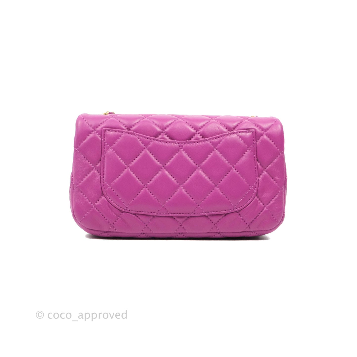 Chanel Mini Rectangular Pearl Crush Quilted Purple Lambskin Aged Gold Hardware