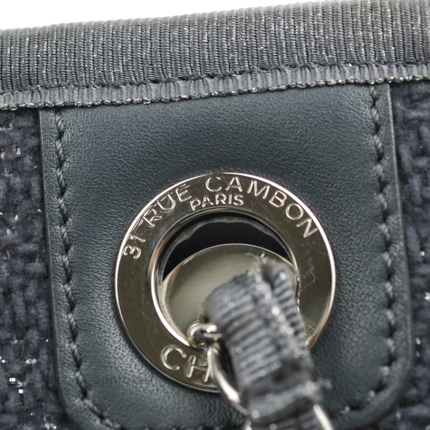 Chanel Medium Deauville Grey Glitter Lurex Tote Bag