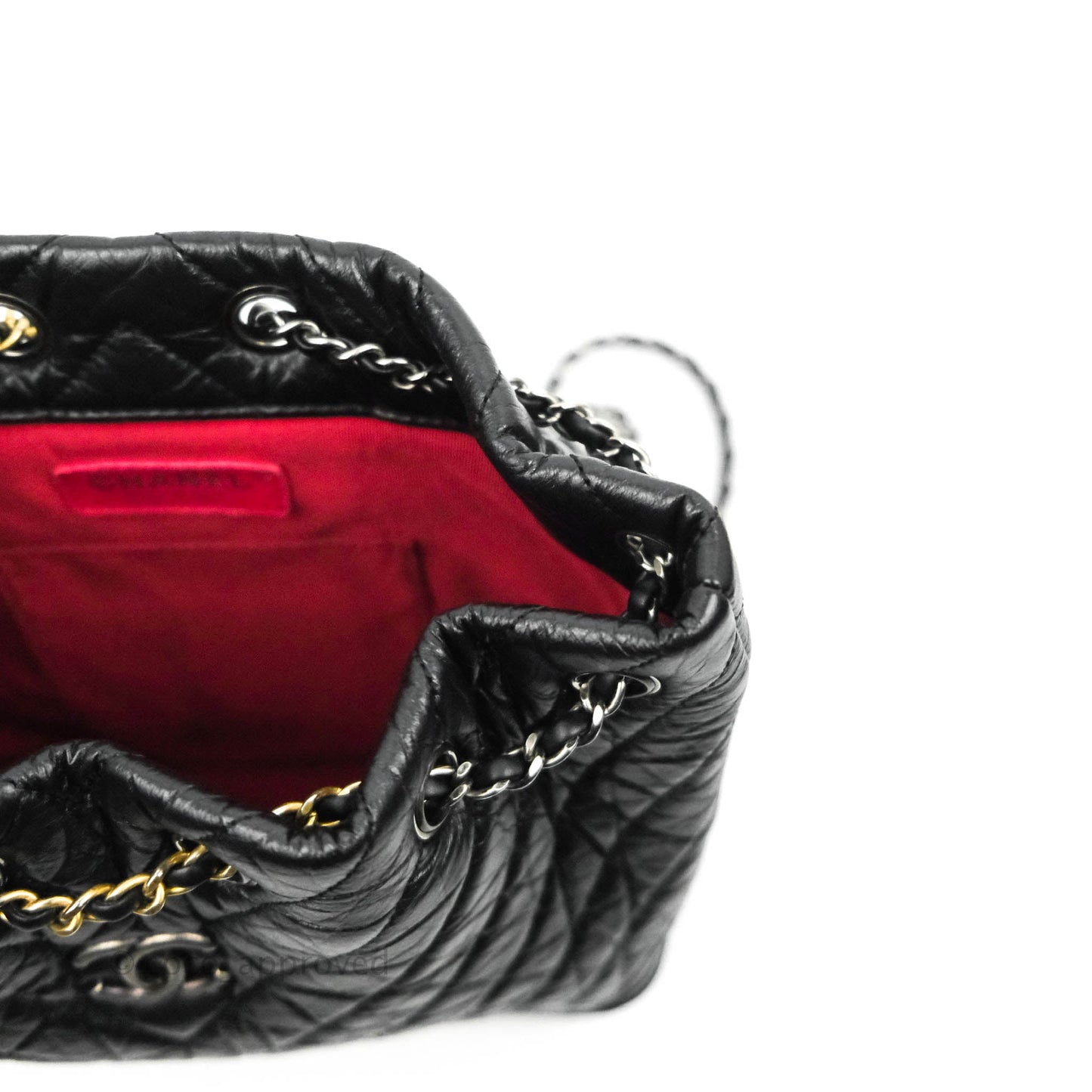 Chanel Chevron Small Gabrielle Backpack Black Aged Calfskin