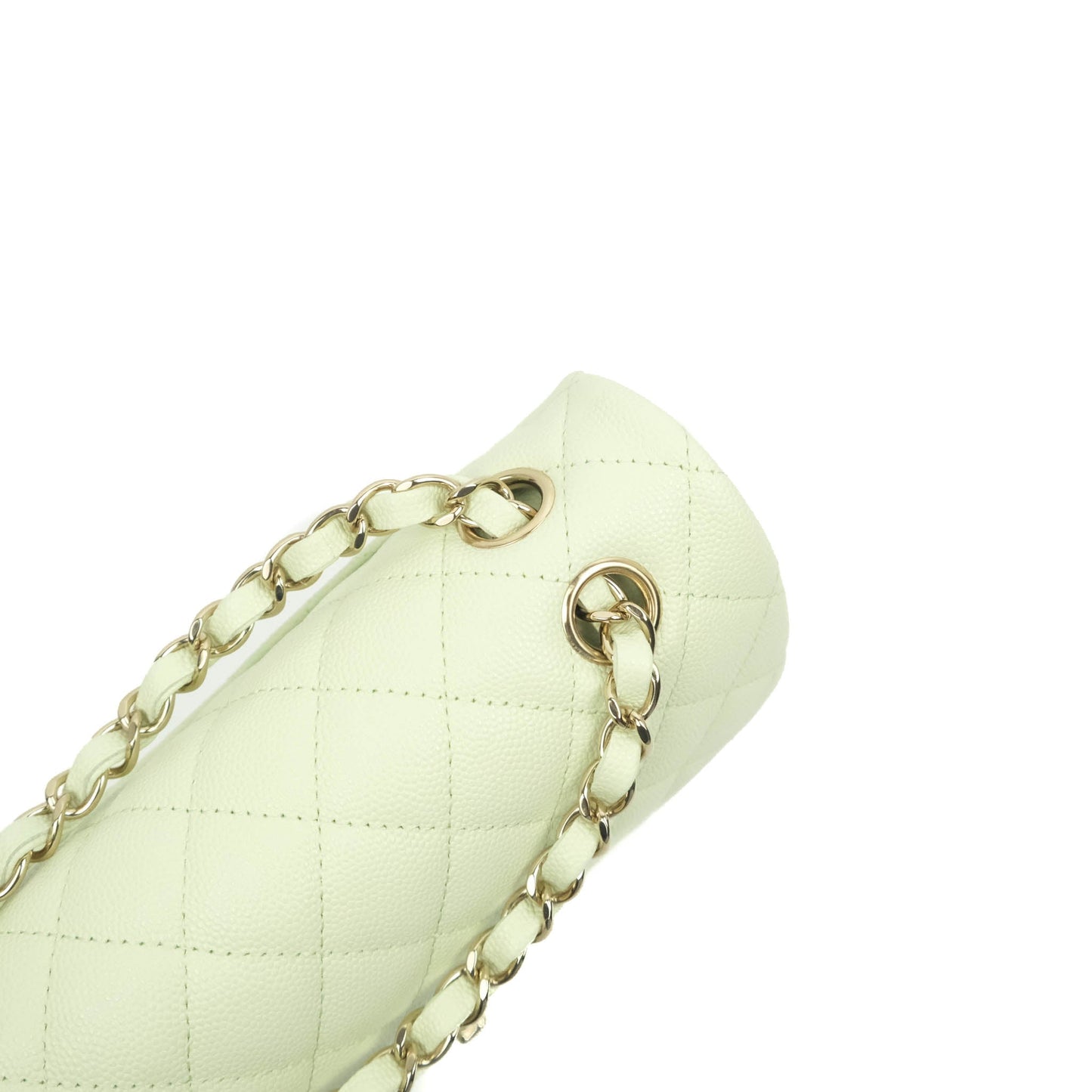 Chanel Small Classic Quilted Flap Mint Green Caviar Gold Hardware 22C