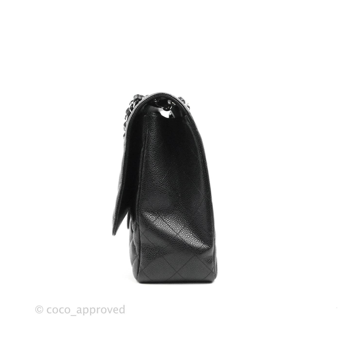 Chanel Quilted Single Flap Maxi Black Caviar Silver Hardware