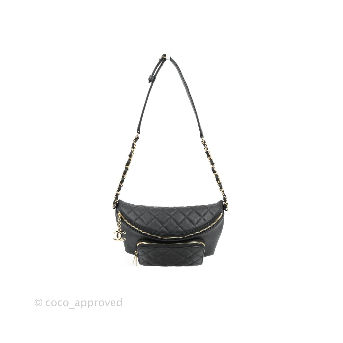 Chanel Quilted Business Affinity Waist Belt Bag Black Caviar Gold Hardware