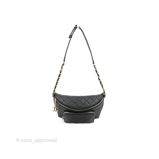 Chanel Quilted Business Affinity Waist Belt Bag Black Caviar Gold Hardware
