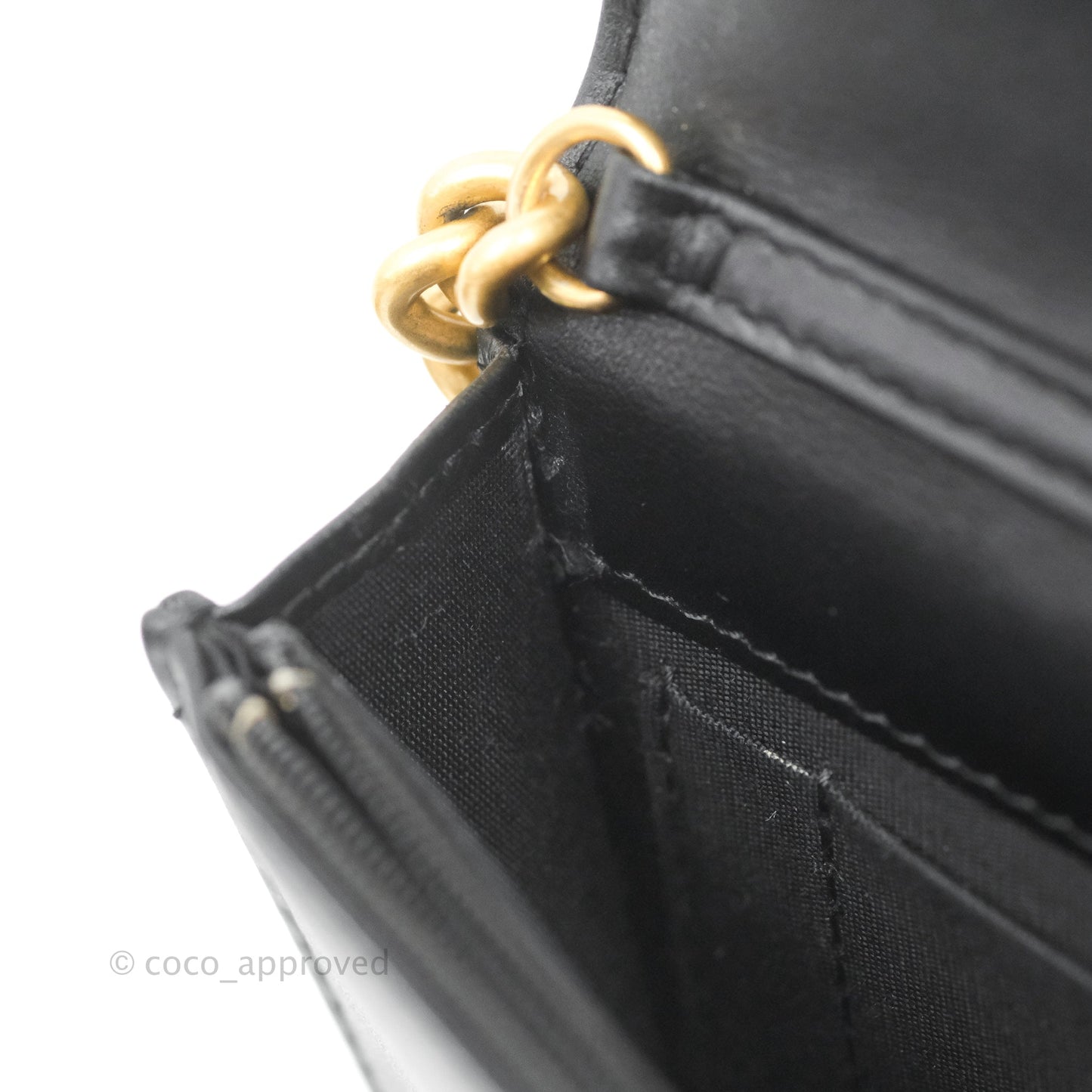Chanel Mini Boy WOC Black Caviar Aged Gold Hardware