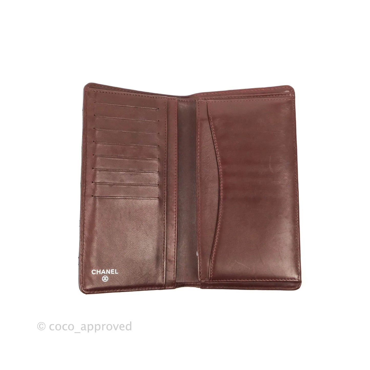 Chanel Quilted Long Wallet Black Lambskin Silver Hardware