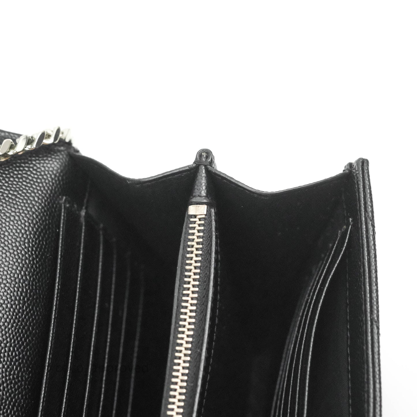 Saint Laurent Wallet on Chain WOC Black Grained Leather Silver Hardware