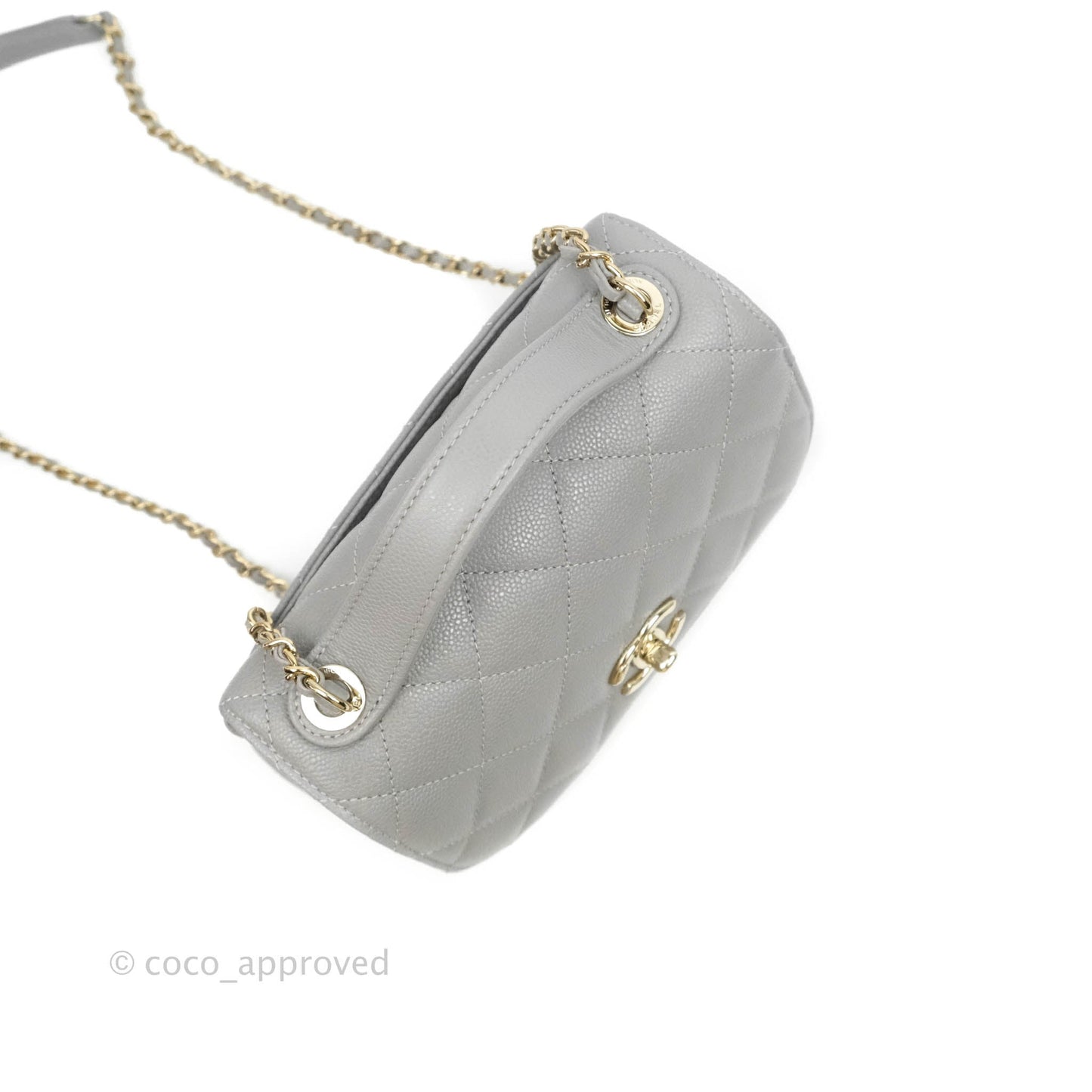 Chanel Quilted Small Business Affinity Flap Grey Caviar Gold Hardware