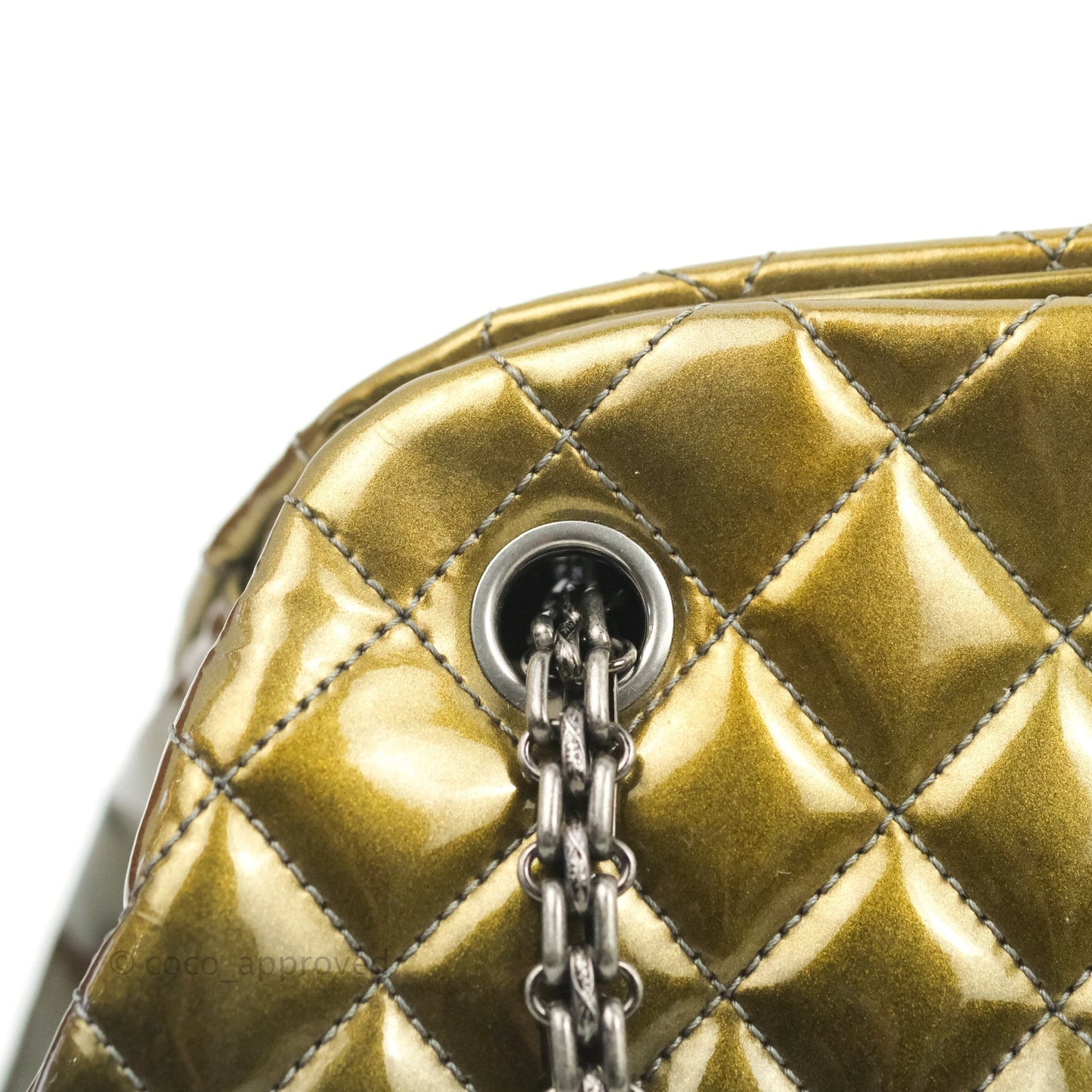 Chanel Small Mademoiselle Bowling Gradient Gold Patent Ruthenium Hardware