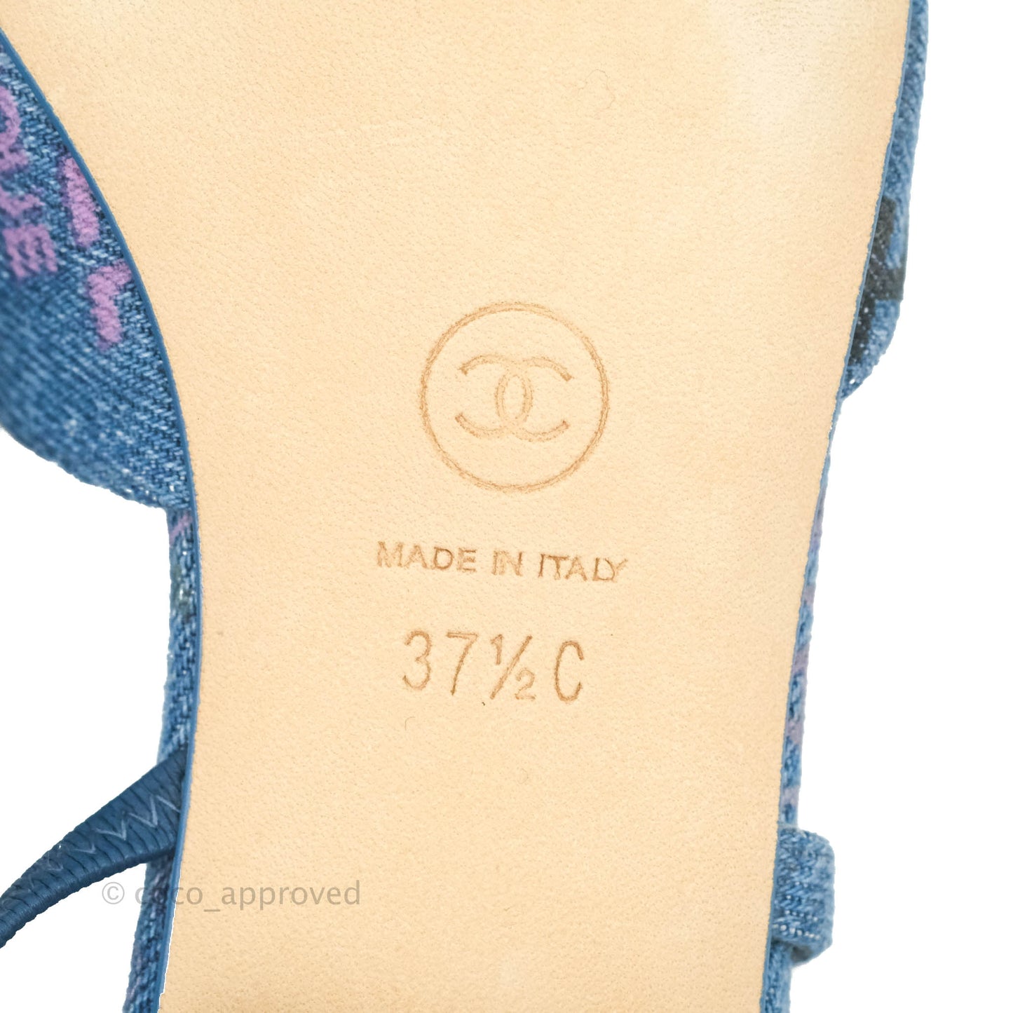 Chanel Denim Slingback 22S Size 37.5