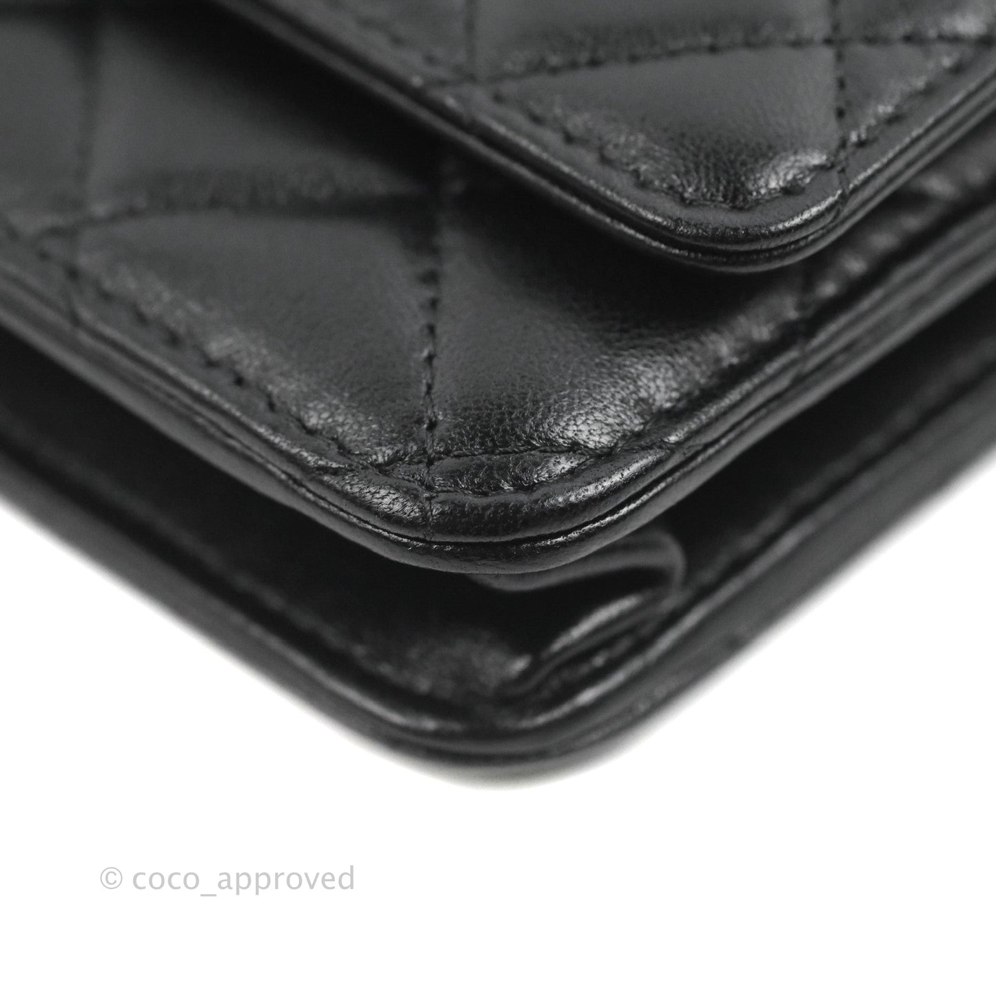 Chanel Quilted Top Handle Wallet on Chain WOC Black Lambskin Gold Hardware