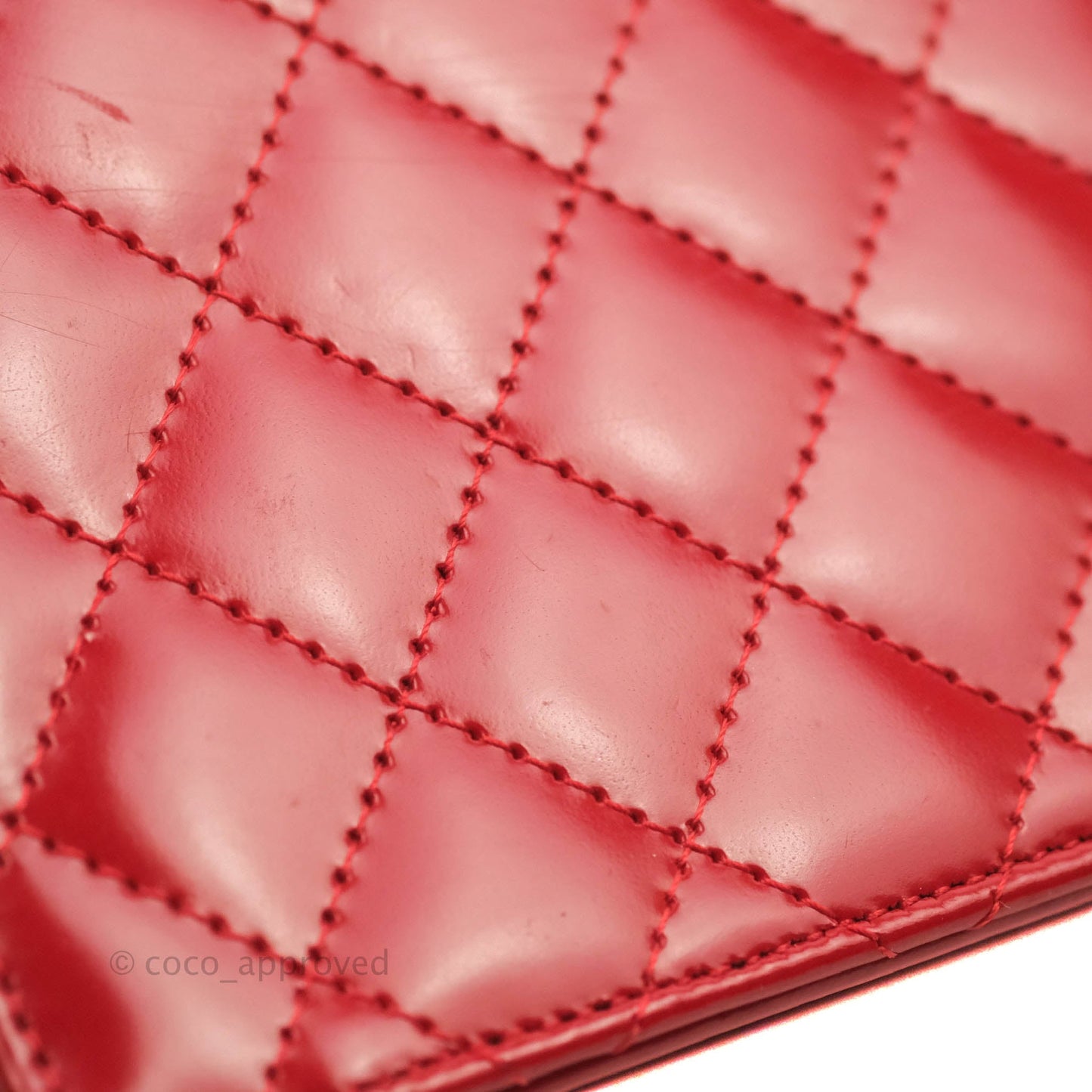 Chanel Flat Quilted Mini Flap Red Box Calfskin Gold Hardware