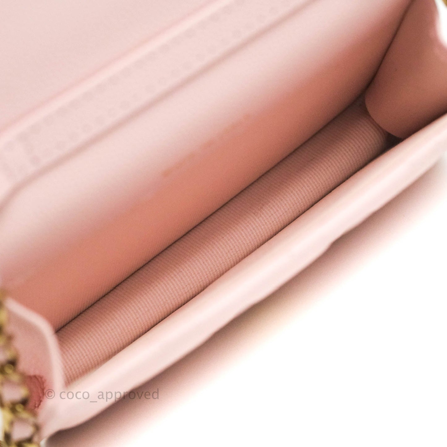 Chanel Mini Wallet With Chain Light Pink Caviar Gold Hardware