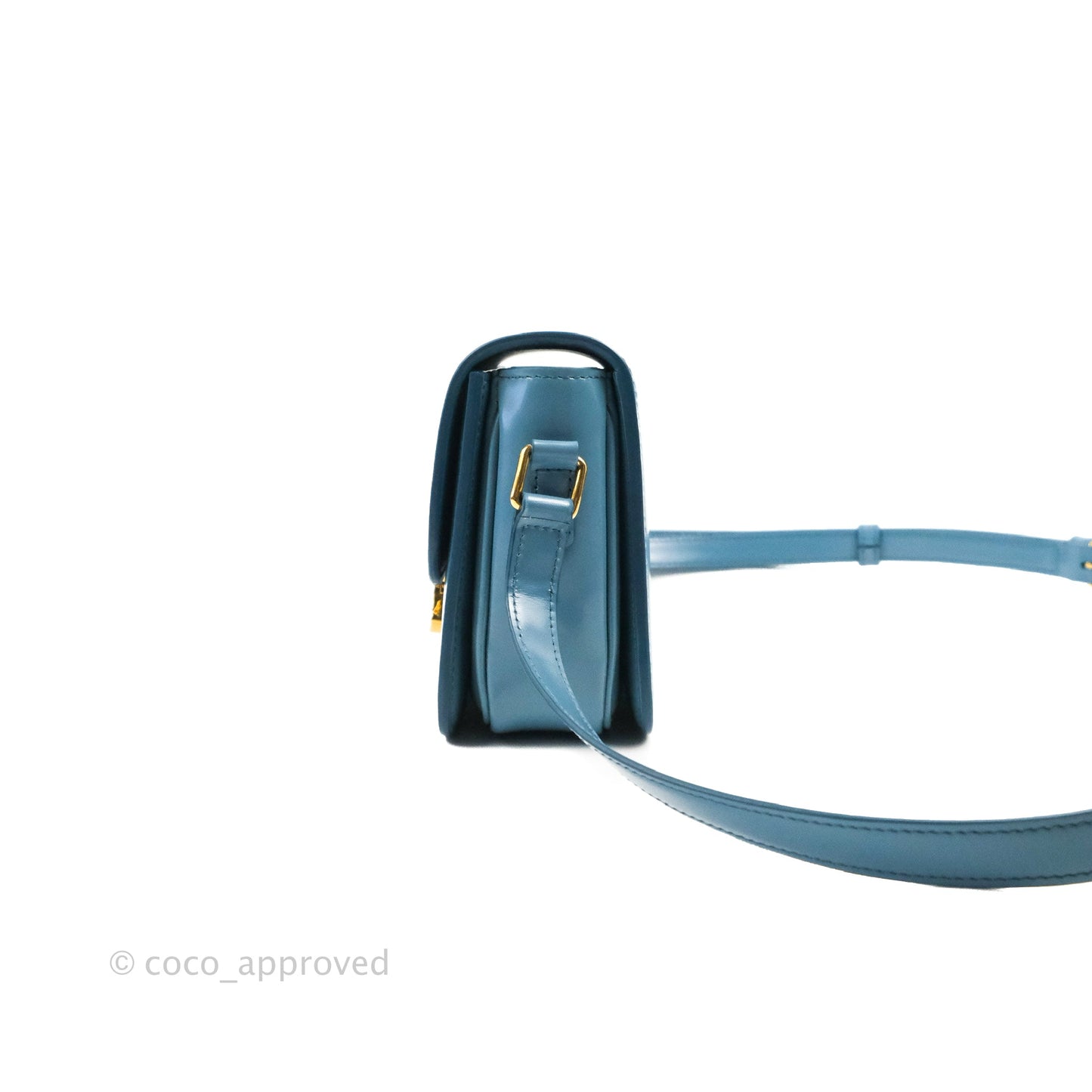 Celine Teen Triomphe Bag Shiny Calfskin Denim Blue
