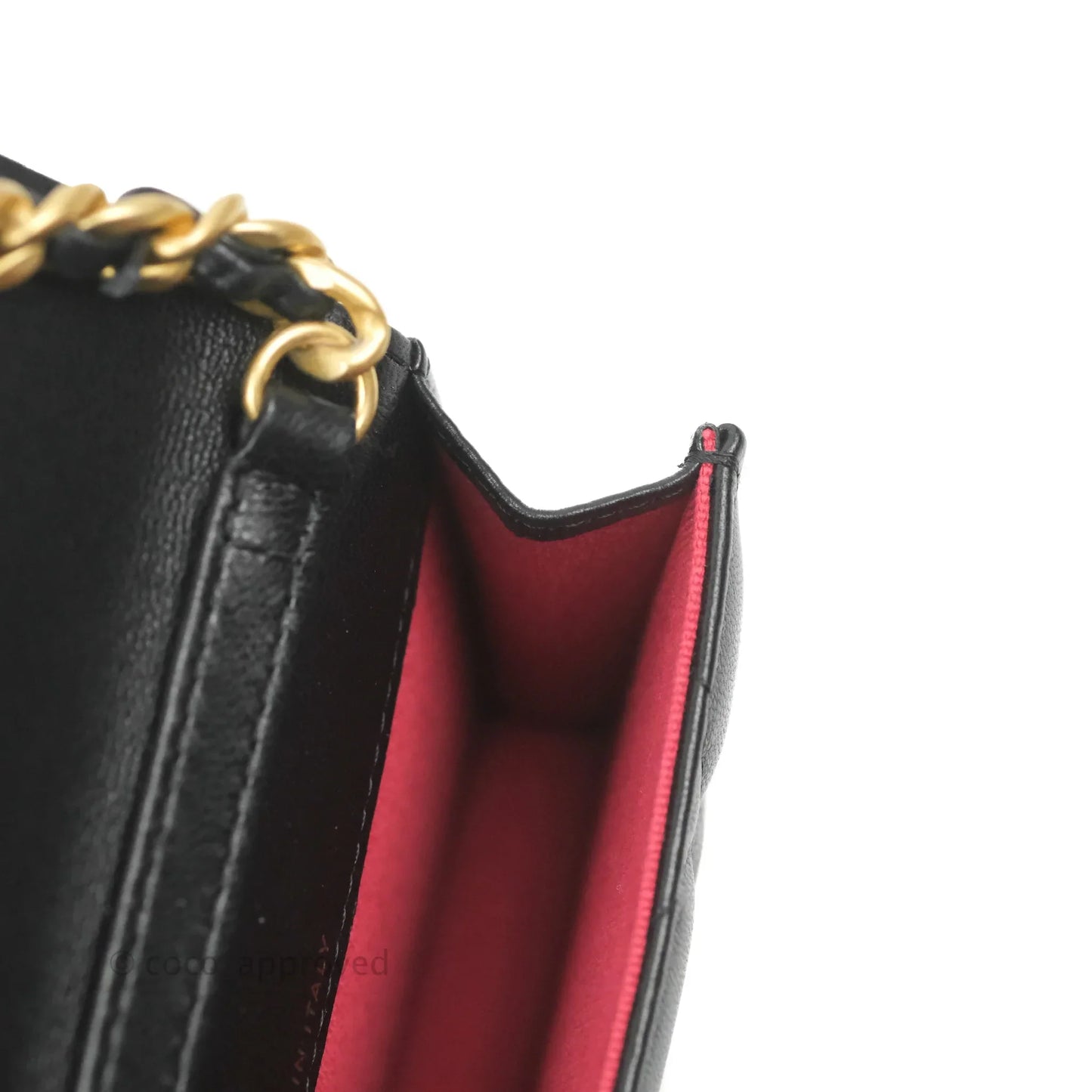 Chanel 19 Card Holder With Chain Black Mixed Hardware