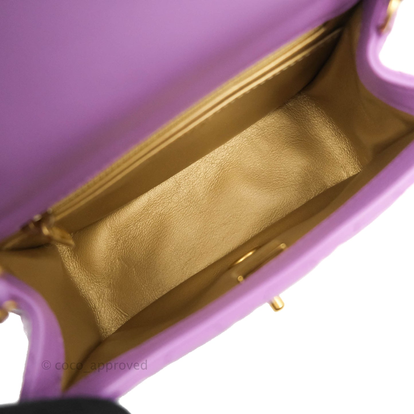 Chanel Mini Square Pearl Crush Quilted Purple Lambskin Aged Gold Hardware