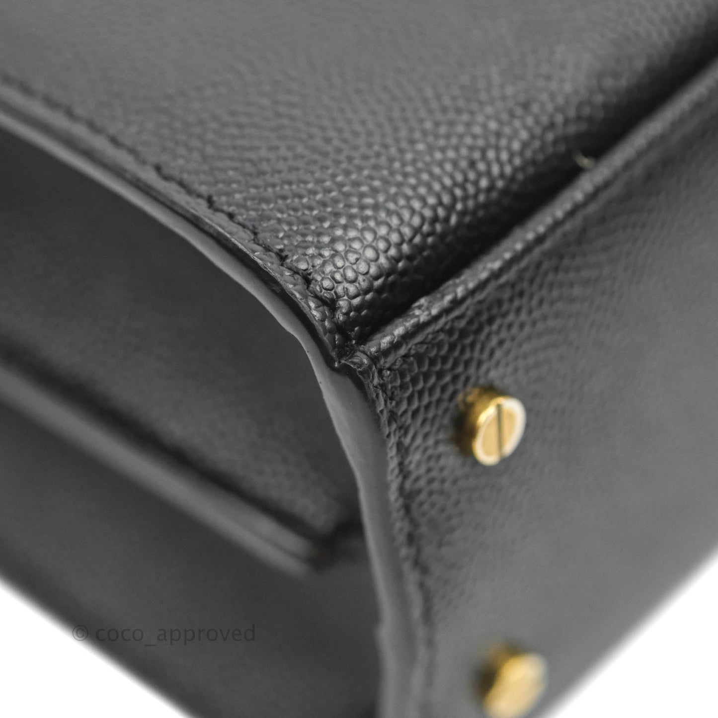 Saint Lauren Cassandra Mini Top Handle Bag Black Grained Calfskin