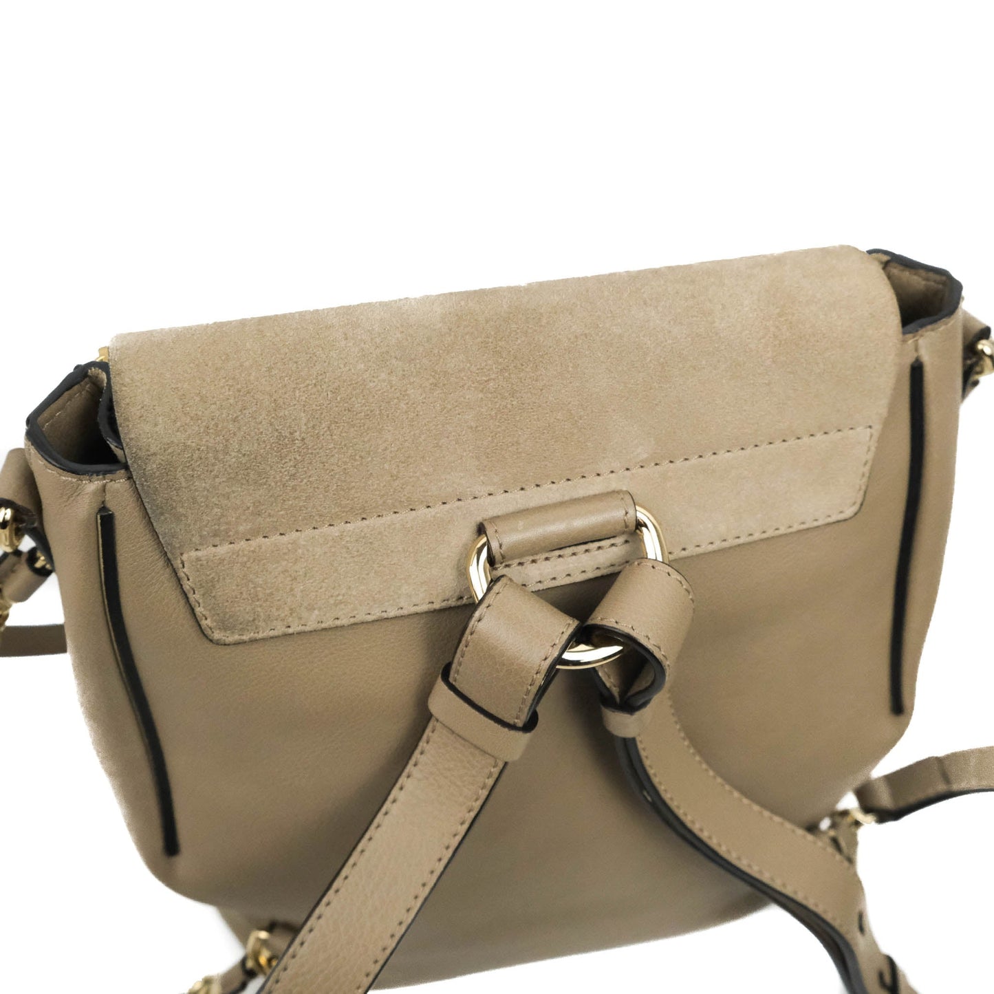Chloe Small Faye Backpack Suede Calfskin Motty Grey Gold Hardware